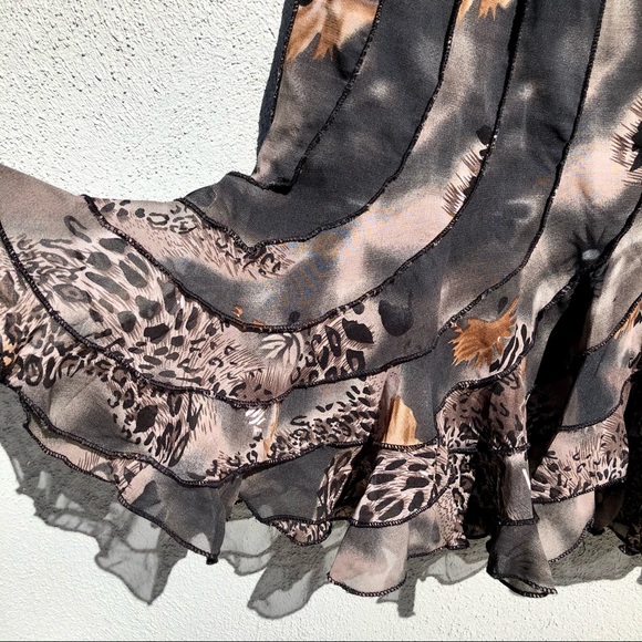 ❤️SOLD ON DEPOP❤️ Vintage 90s Y2K Goth Fairy Skirt Leopard Animal Print Floral - Picture 3 of 4